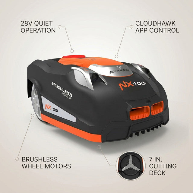 28-Volt 7 In. Robot Lawn Mower, Brushless Wheel Motors, Cloudhawk App and Wifi Control, 1/3 Acre — Lifestyle