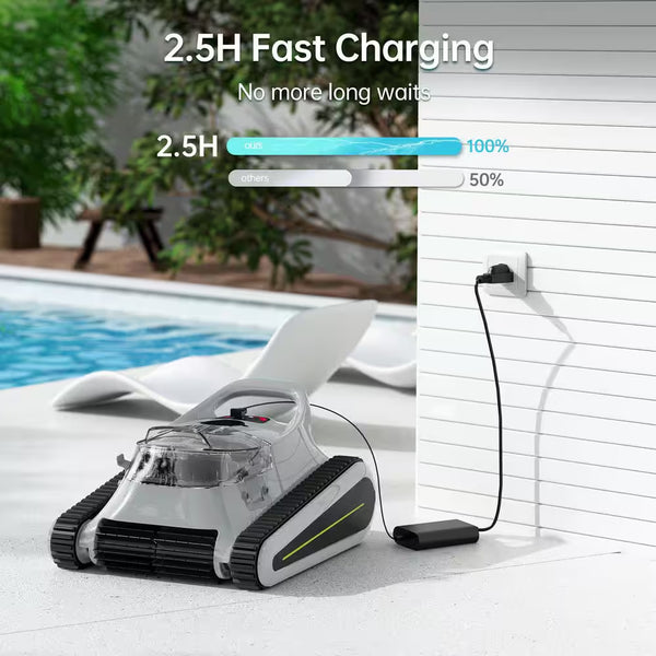 Robotic Pool Vacuum, Cordless Pool Vacuum Robot for above Ground and Inground Pools Wall Floor Waterline Cleaning