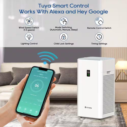 4555 Sq. Ft. True HEPA Air Purifier for Home with 3-Layer Filter, Laser Dust Sensor, 24Db for Sleep Mode, Child Lock