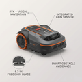 H3000N 8.3 In. Robot Lawn Mower (1/4-1/2 Acre) Rtk+Vision with Smart App Control, Rain Sensor and Obstacle Avoidance