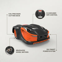 28-Volt 8 In. Cutting Width Robot Lawn Mower Revola X4E Mower, Brushless Wheel Motors, Cloudhawk App and Wifi Control — Lifestyle