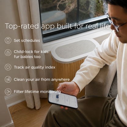 The  Air Purifier Max 3-In-1, Medical Grade, HEPA Filter, Ultra-Quiet, Coverage up to 1950 Sq Ft, Smart - Bamboo