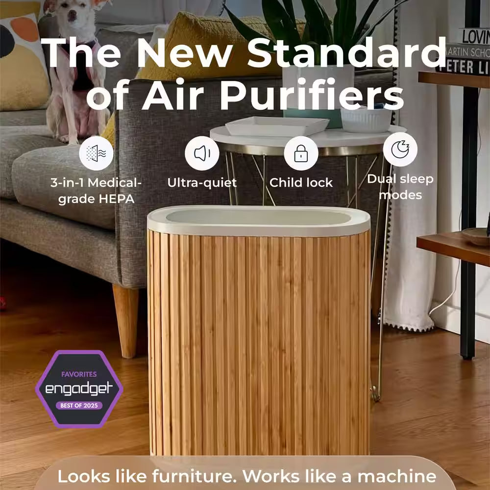 The  Air Purifier Max 3-In-1, Medical Grade, HEPA Filter, Ultra-Quiet, Coverage up to 1950 Sq Ft, Smart - Bamboo