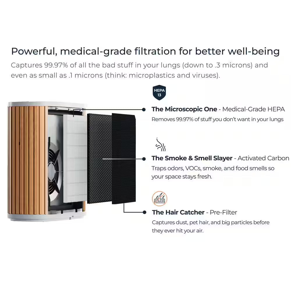The  Air Purifier Max 3-In-1, Medical Grade, HEPA Filter, Ultra-Quiet, Coverage up to 1950 Sq Ft, Smart - Bamboo